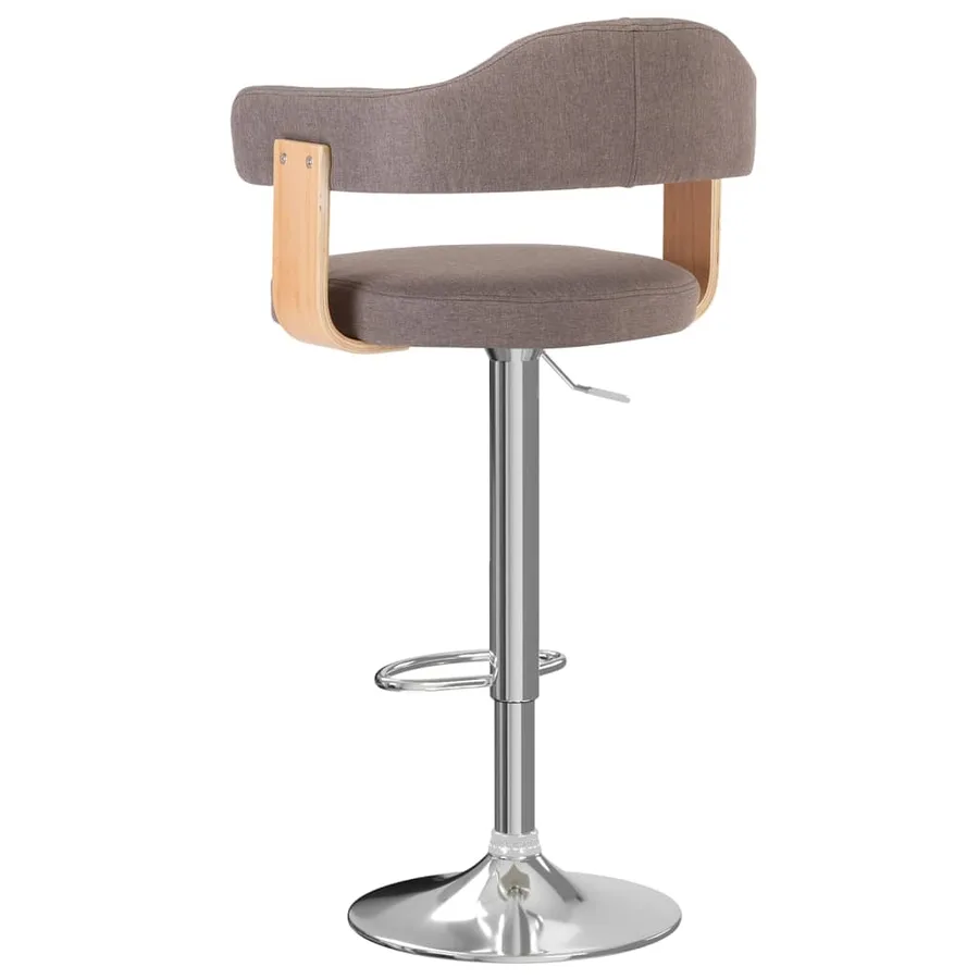 Tabourets de bar lot de 2 taupe bois courbé et tissu - 5