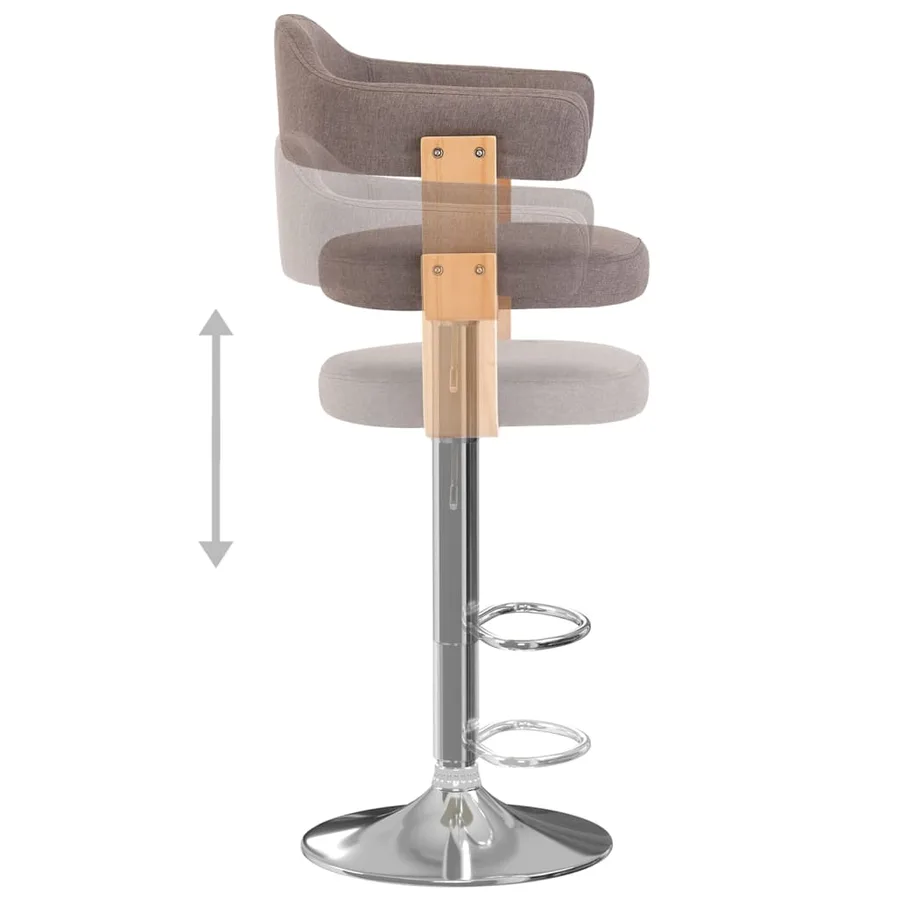 Tabourets de bar lot de 2 taupe bois courbé et tissu - 6