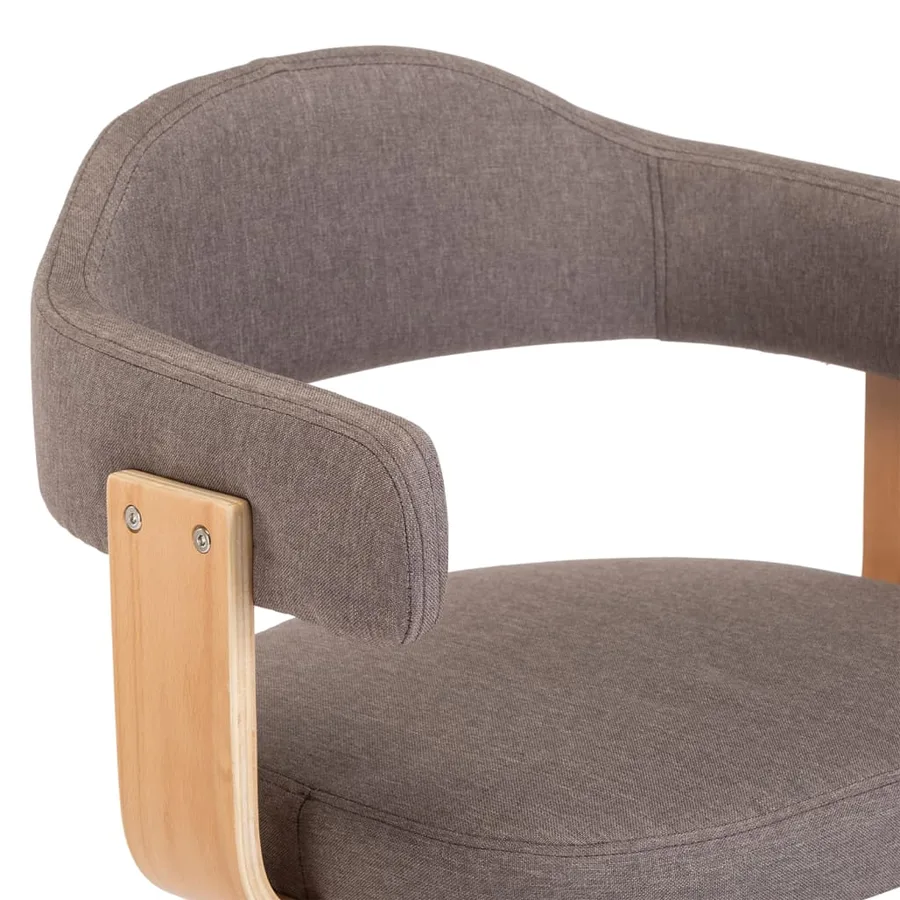 Tabourets de bar lot de 2 taupe bois courbé et tissu - 7