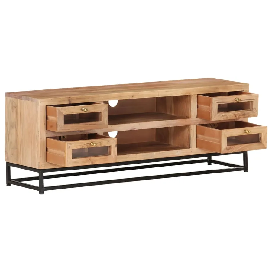 Meuble TV 110x30x40 cm Bois d'acacia massif - 3