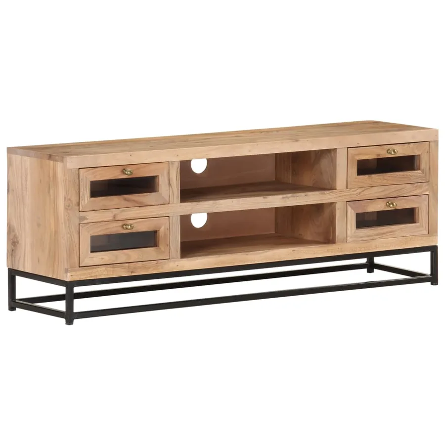 Meuble TV 110x30x40 cm Bois d'acacia massif - 9