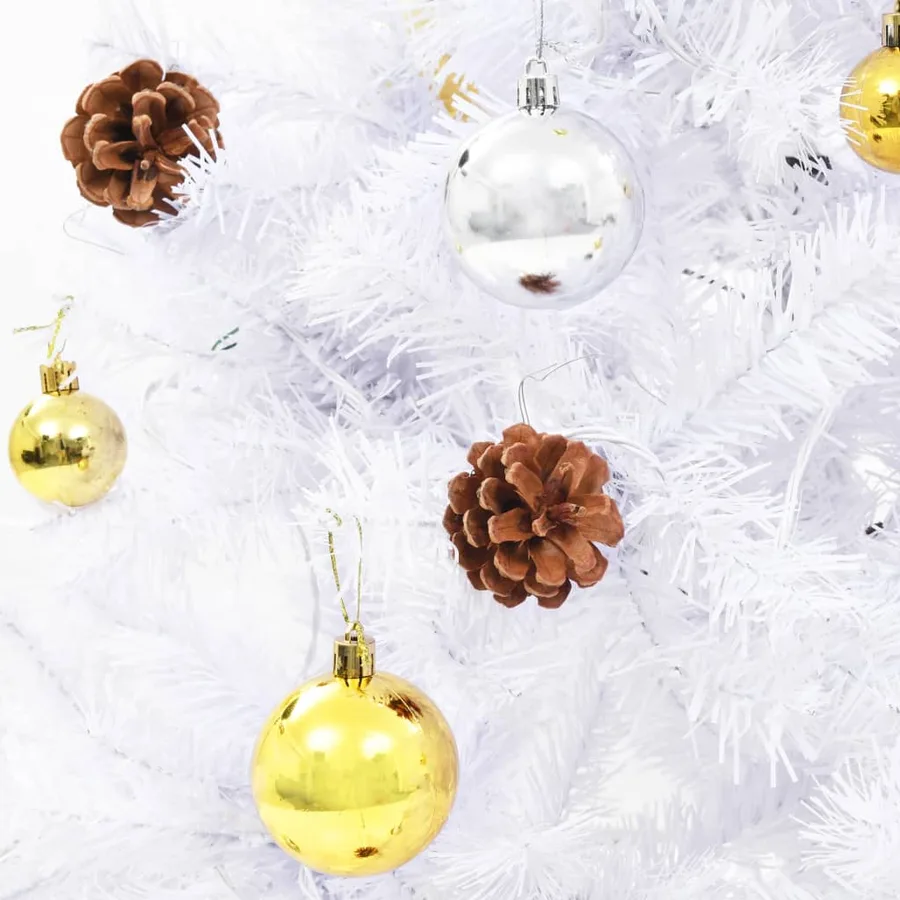 Arbre de Noël artificiel pré-éclairé avec boules blanc 210 cm - 7