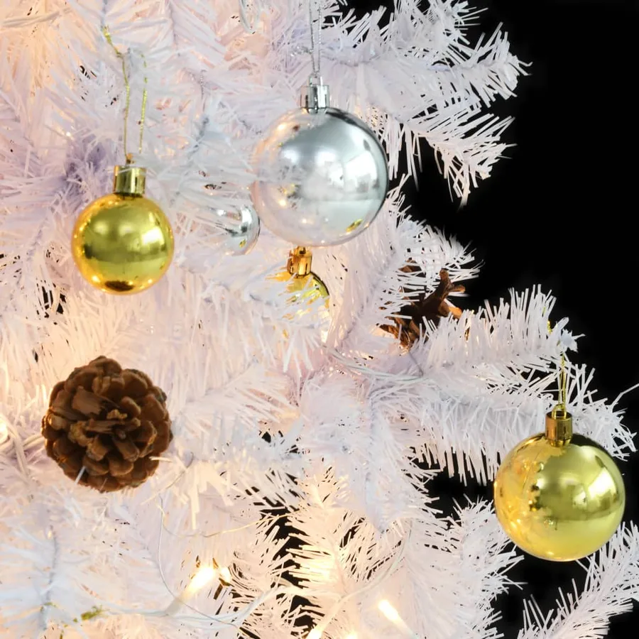 Arbre de Noël artificiel pré-éclairé avec boules blanc 210 cm - 8