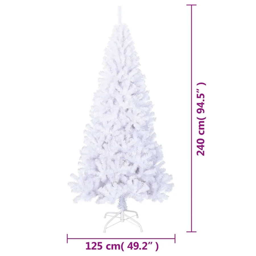 Arbre de Noël artificiel avec branches épaisses blanc 240cm PVC - 6