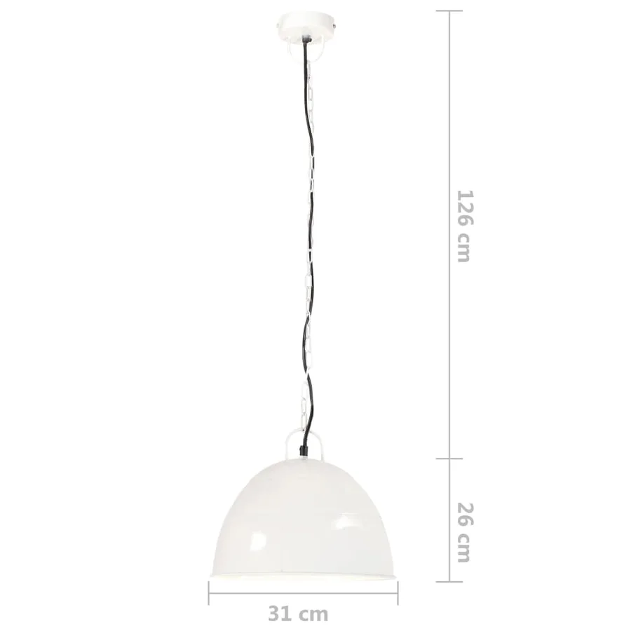 Lampe suspendue industrielle vintage 25 W Blanc Rond 31 cm E27 - 8