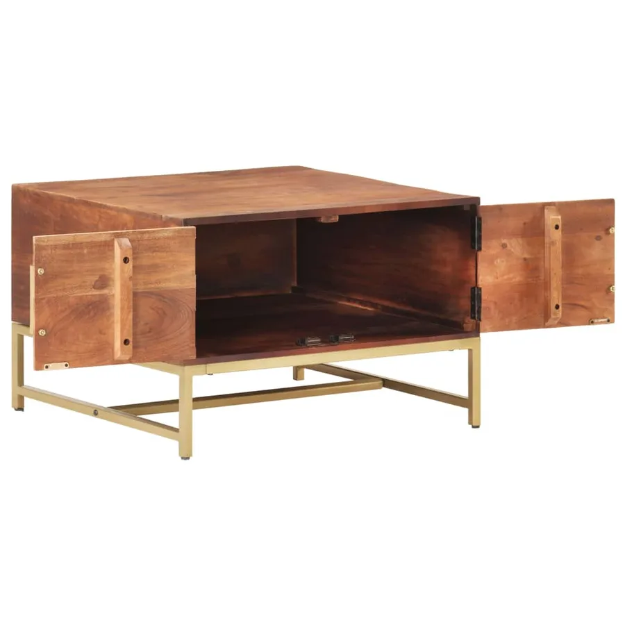 Table basse Marron miel 67x67x45 cm Bois solide d'acacia - 3