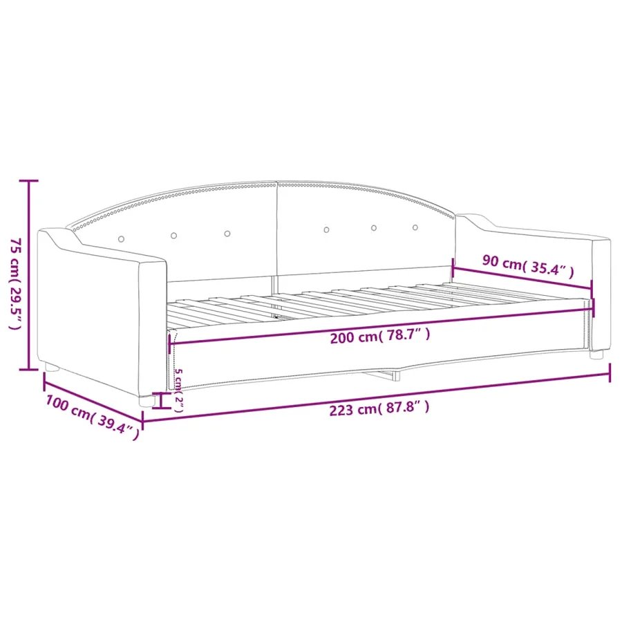 Lit de repos sans matelas taupe 90x200 cm tissu - 8