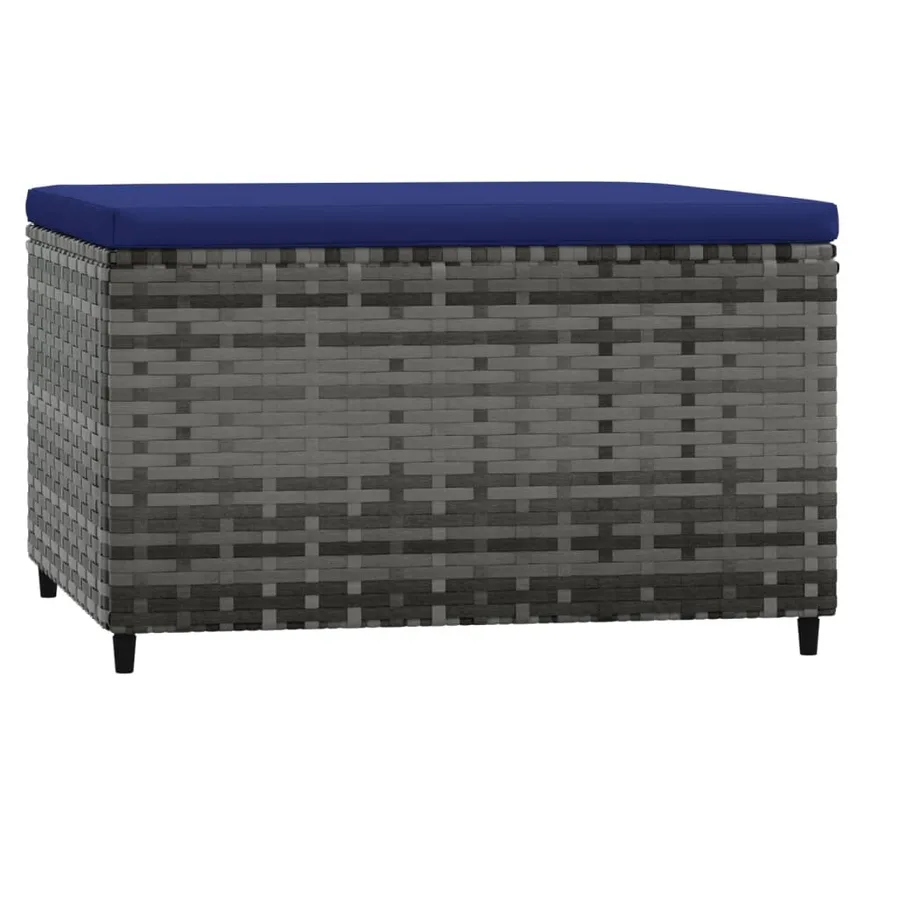 Repose-pied de jardin avec coussin Gris Résine tressée - 5