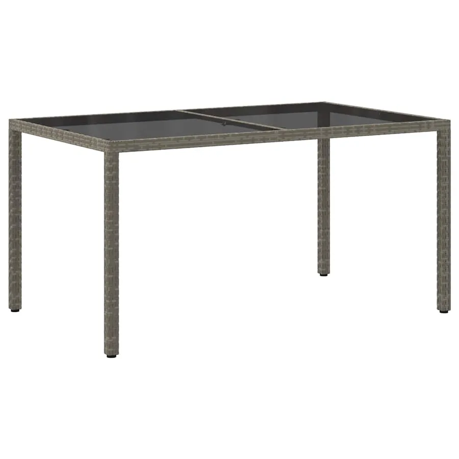 Table de jardin 150x90x75 cm Verre trempé et poly rotin Gris - 5