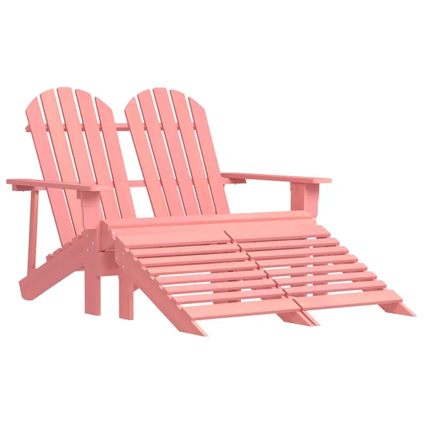 Chaise de jardin Adirondack 2 places et pouf sapin rose