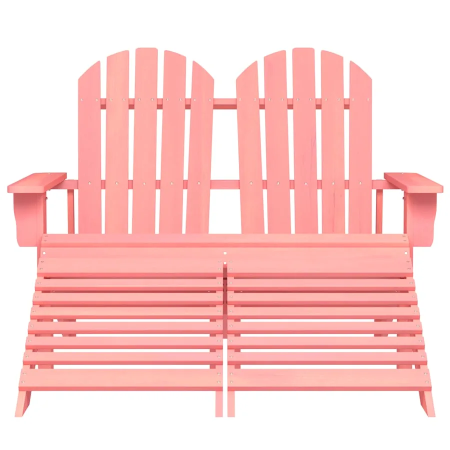Chaise de jardin Adirondack 2 places et pouf sapin rose - 2