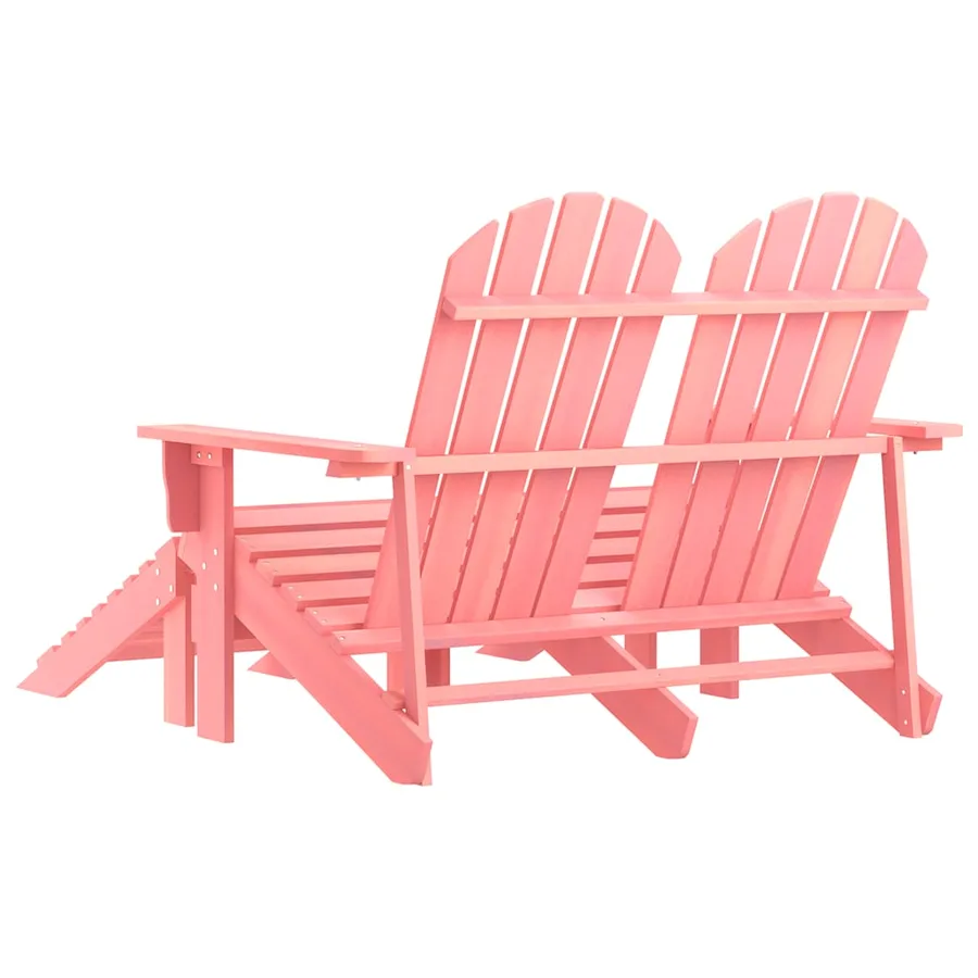 Chaise de jardin Adirondack 2 places et pouf sapin rose - 4