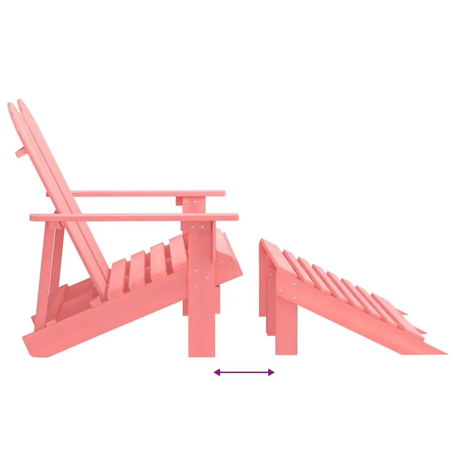 Chaise de jardin Adirondack 2 places et pouf sapin rose - 5