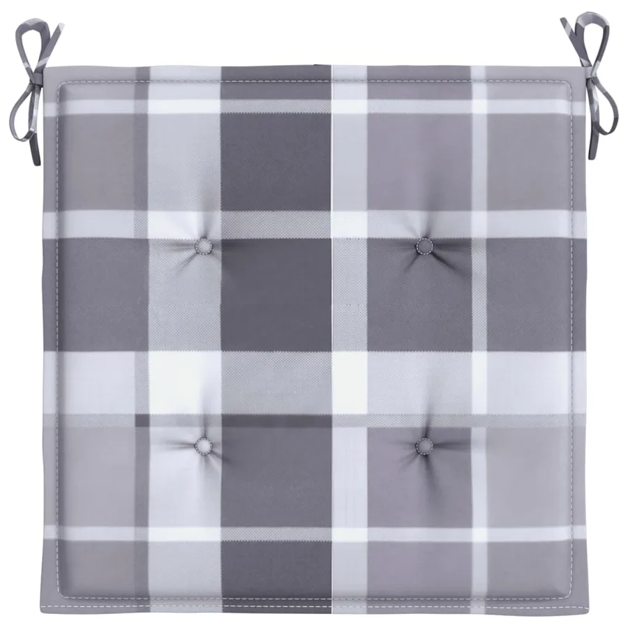 Coussins de chaise de jardin lot de 2 carreaux gris 40x40x4 cm - 5