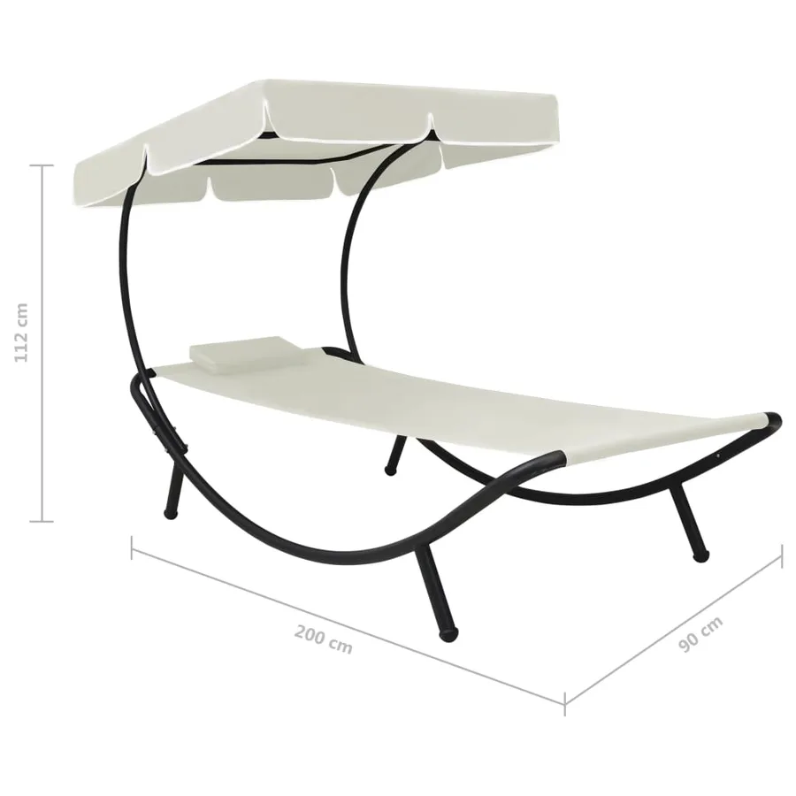 Chaise longue de jardin avec auvent et oreiller vert - 14