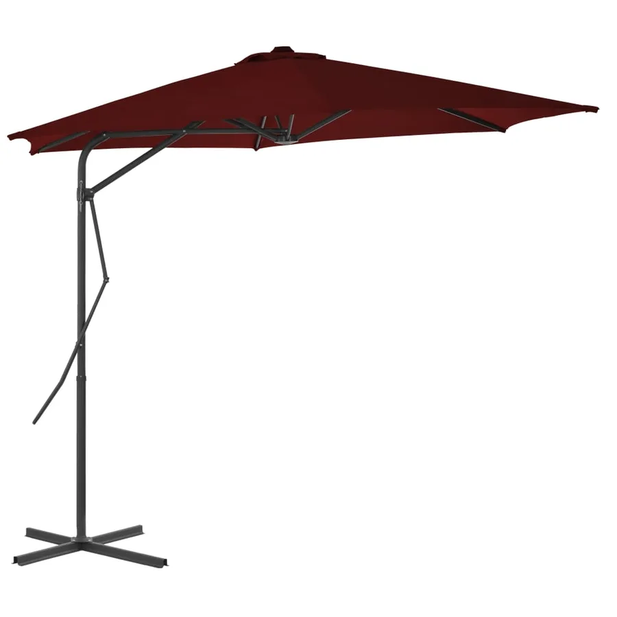 Parasol de jardin avec mât en acier rouge bordeaux 300x230 cm - 2