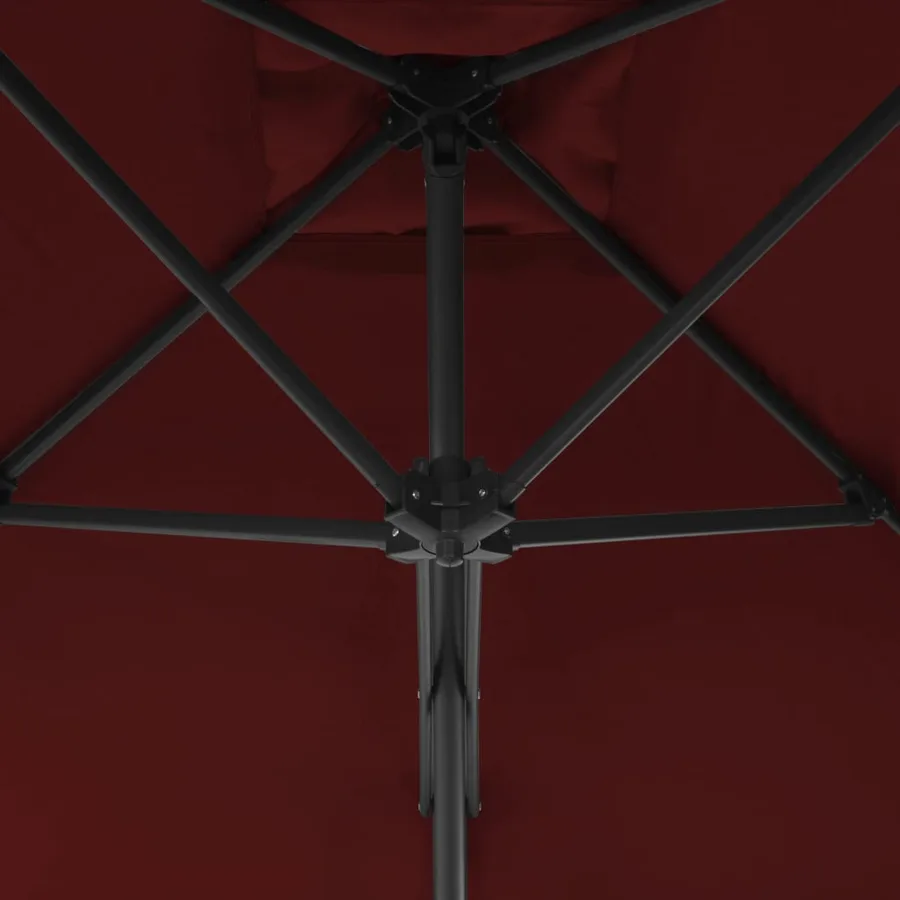 Parasol de jardin avec mât en acier rouge bordeaux 300x230 cm - 6