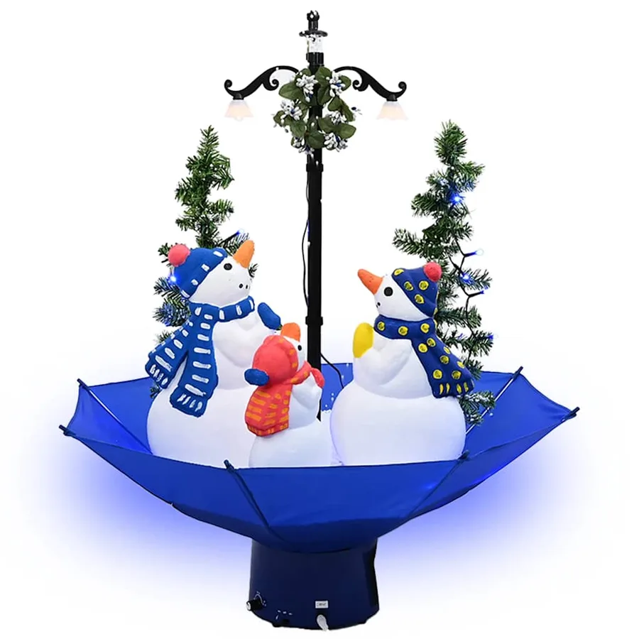 Arbre de Noël neigeux avec base de parapluie Bleu 75 cm PVC - 2