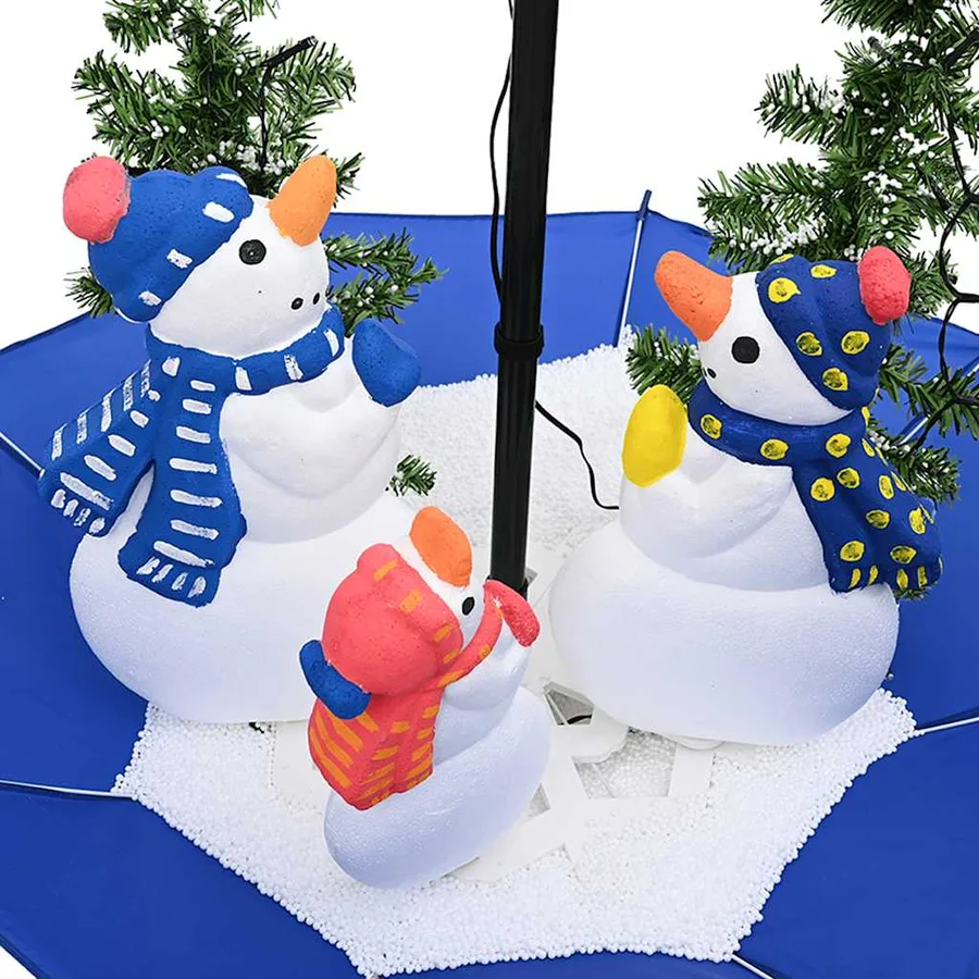 Arbre de Noël neigeux avec base de parapluie Bleu 75 cm PVC - 6