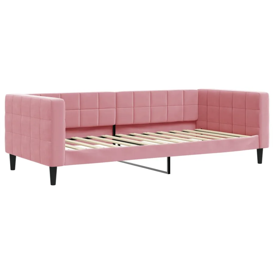 Lit de jour avec matelas rose 90x200 cm velours - 3