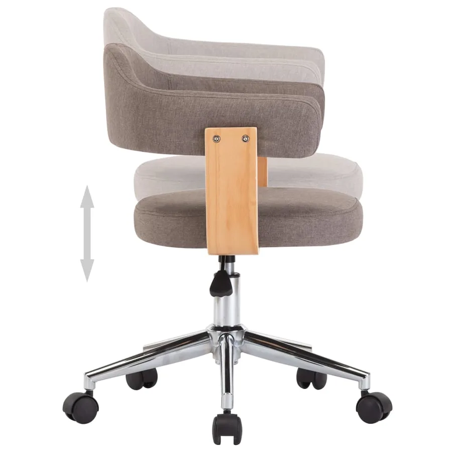 Chaise pivotante à manger Taupe Bois courbé et tissu - 5