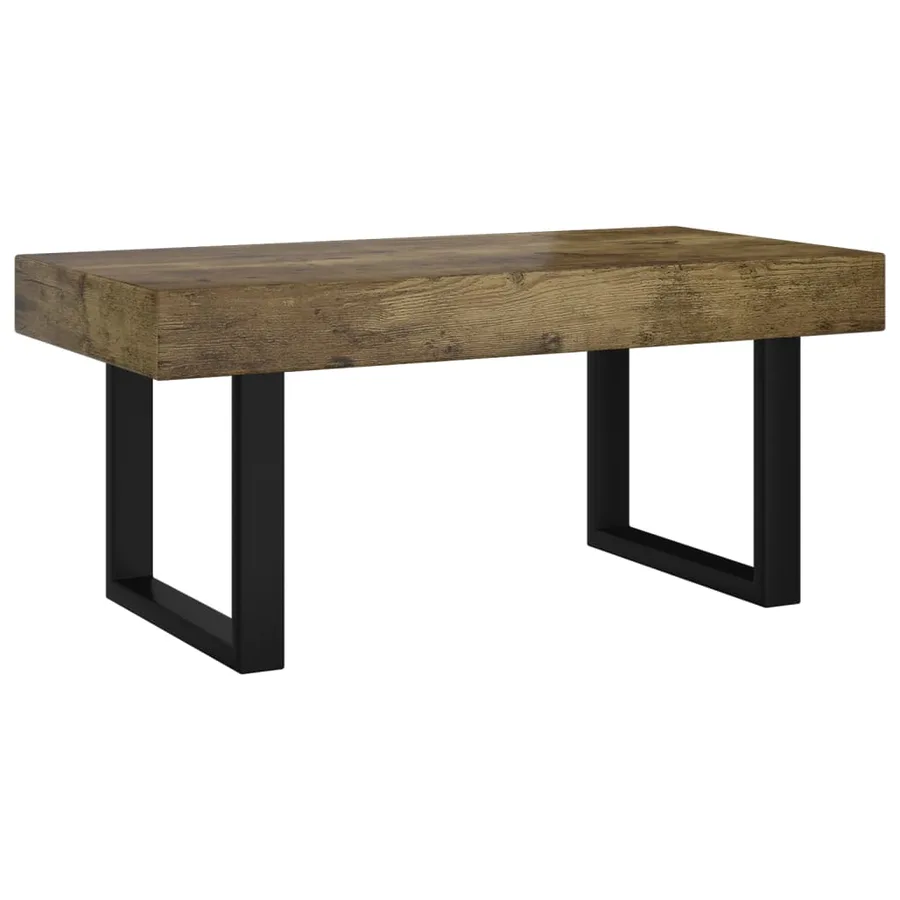 Table basse Marron foncé et noir 90x45x40 cm MDF et fer - 2