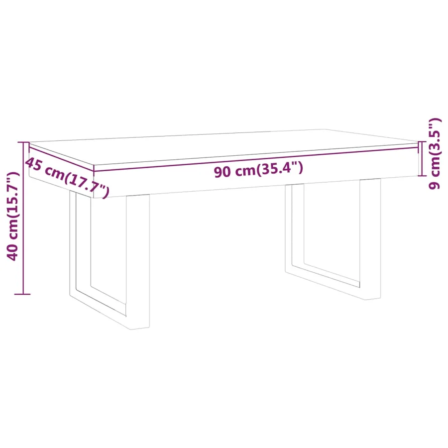 Table basse Marron foncé et noir 90x45x40 cm MDF et fer - 6