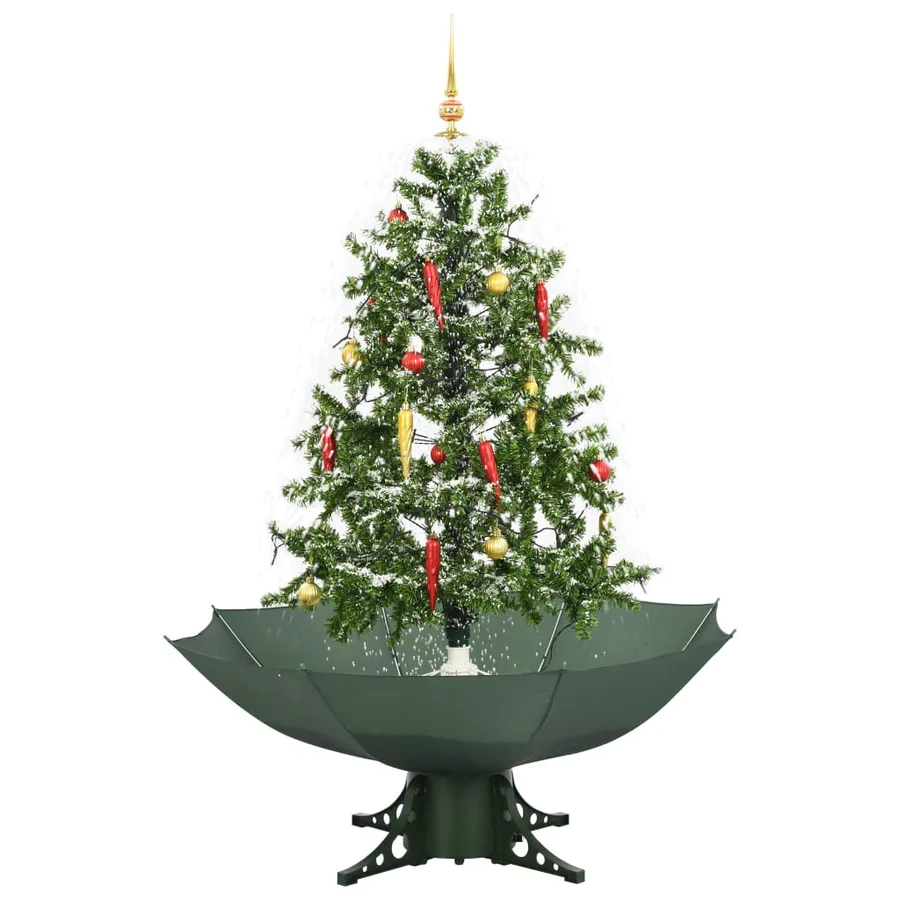 Arbre de Noël neigeux avec base de parapluie Vert 140 cm - 2