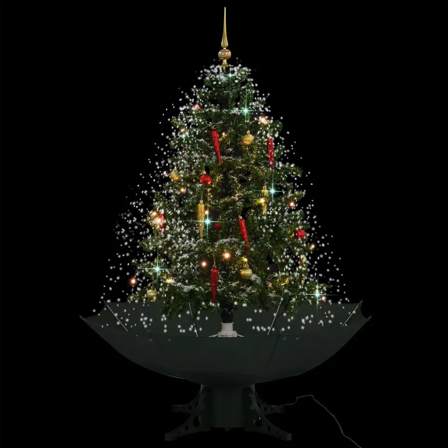 Arbre de Noël neigeux avec base de parapluie Vert 140 cm - 3