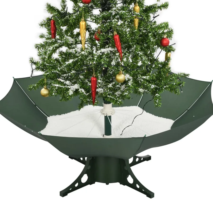 Arbre de Noël neigeux avec base de parapluie Vert 140 cm - 7