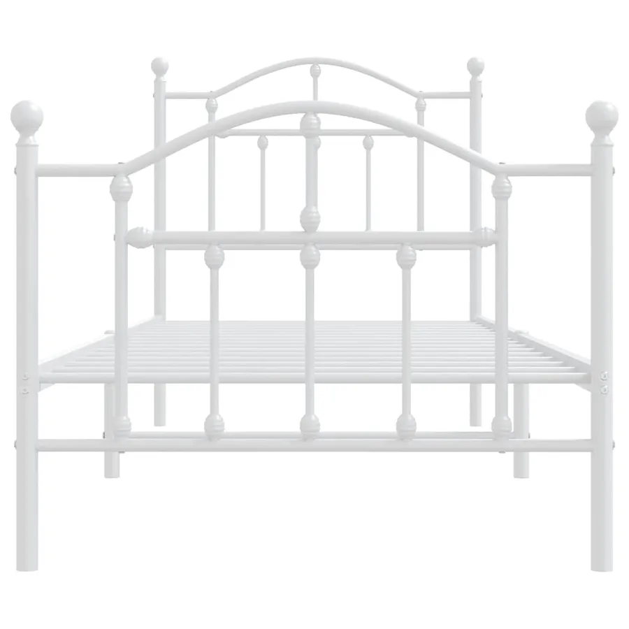 Cadre de lit métal sans matelas avec pied de lit blanc 90x190cm - 5
