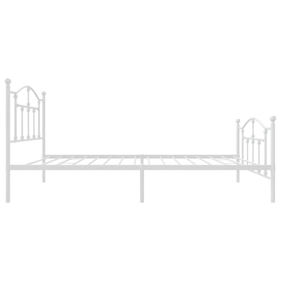 Cadre de lit métal sans matelas avec pied de lit blanc 90x190cm - 6
