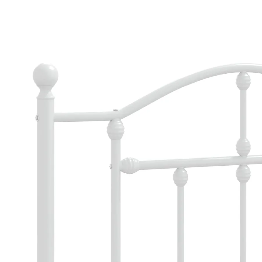 Cadre de lit métal sans matelas avec pied de lit blanc 90x190cm - 8
