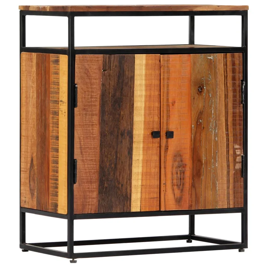 Armoire latérale 60x35x76 cm Bois récupération massif et acier - 9