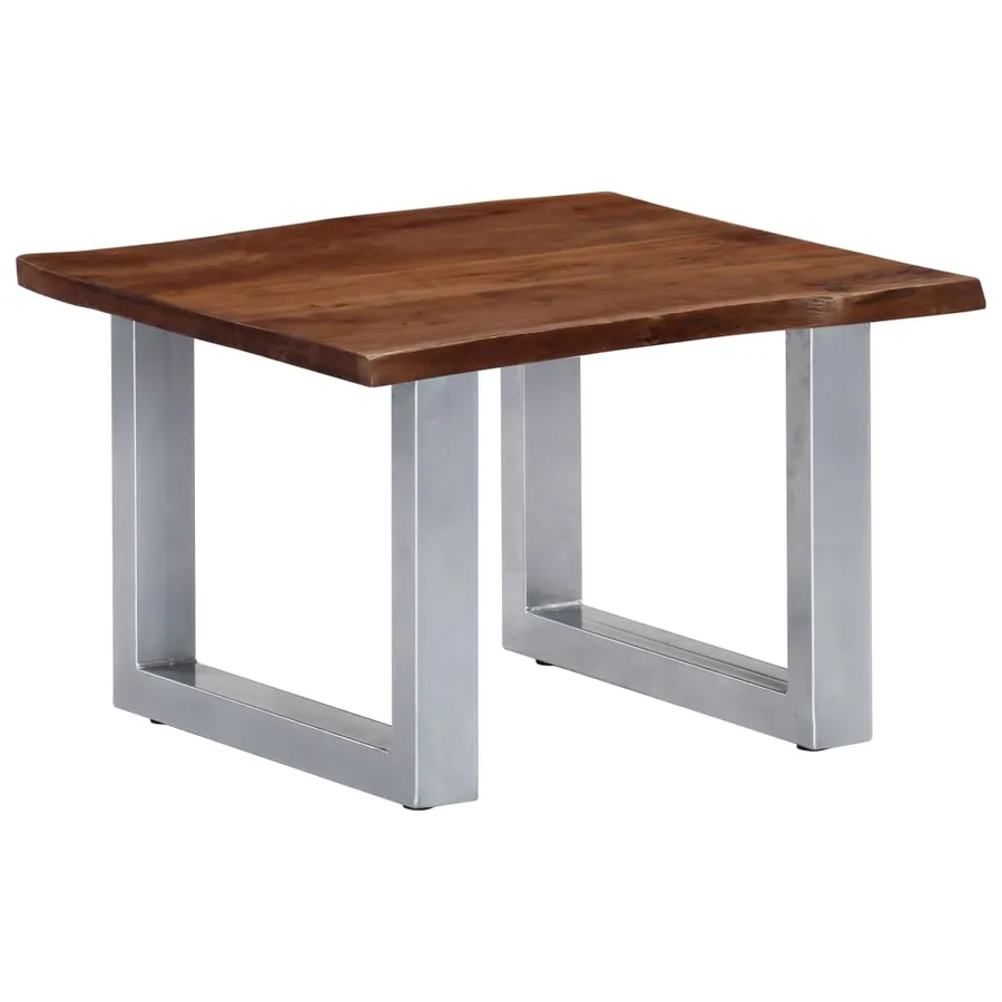 Table basse avec bord naturel 60x60x40 cm Bois d'acacia massif - 10