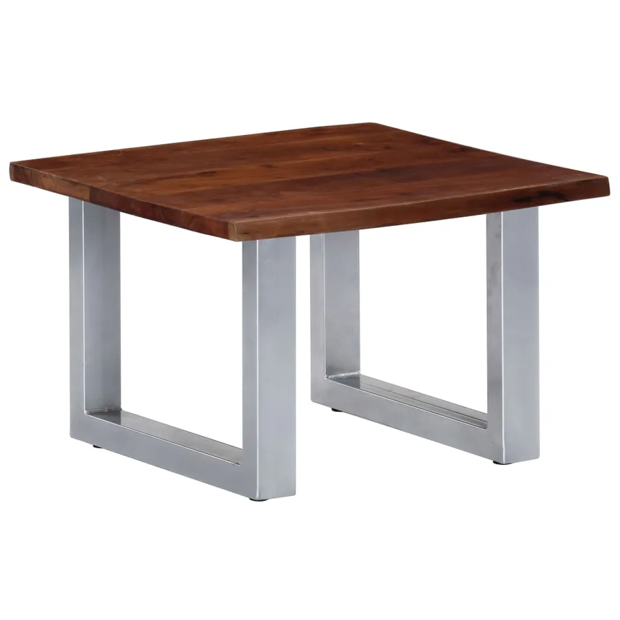 Table basse avec bord naturel 60x60x40 cm Bois d'acacia massif - 11
