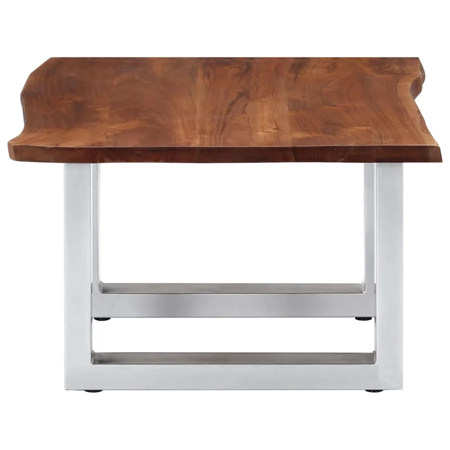 Table basse avec bord naturel 60x60x40 cm Bois d'acacia massif - 3