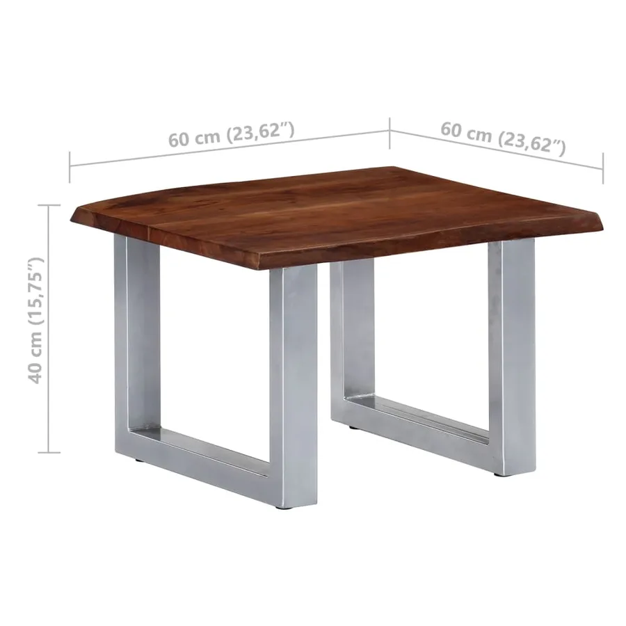 Table basse avec bord naturel 60x60x40 cm Bois d'acacia massif - 8
