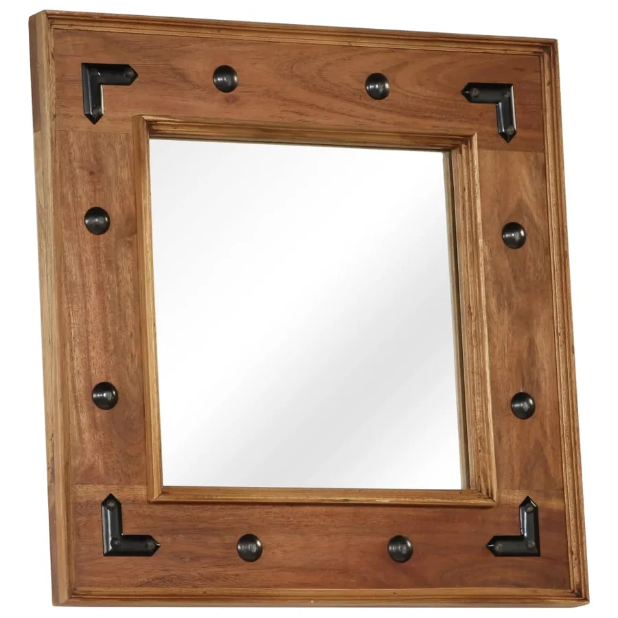 Miroir Bois d'acacia massif 50 x 50 cm - 8