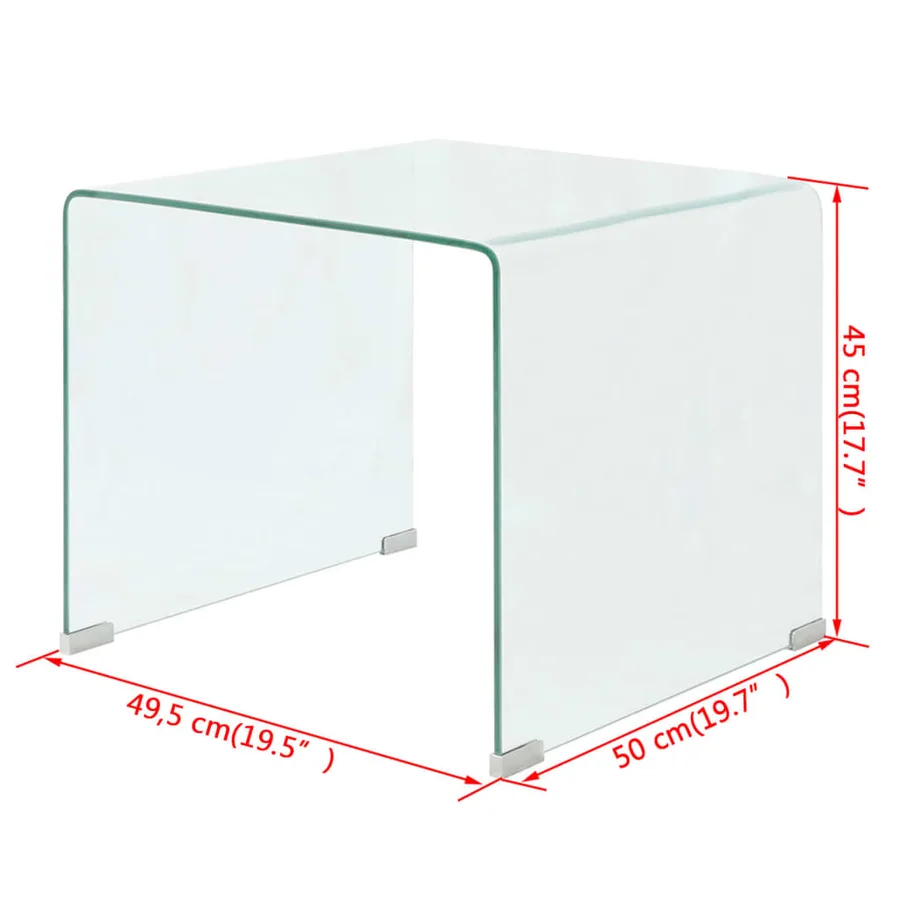 Table basse 49,5 x 50 x 45 cm Verre trempé Transparent - 6