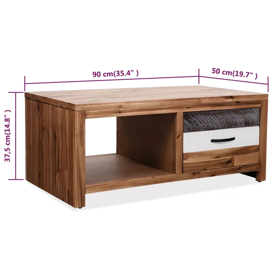 Table basse Bois d'acacia massif 90x50x37,5 cm - 8