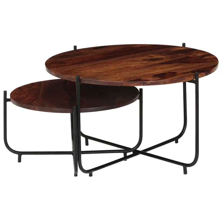 Ensemble de table basse 2 pcs Bois massif 60x35 cm - 3