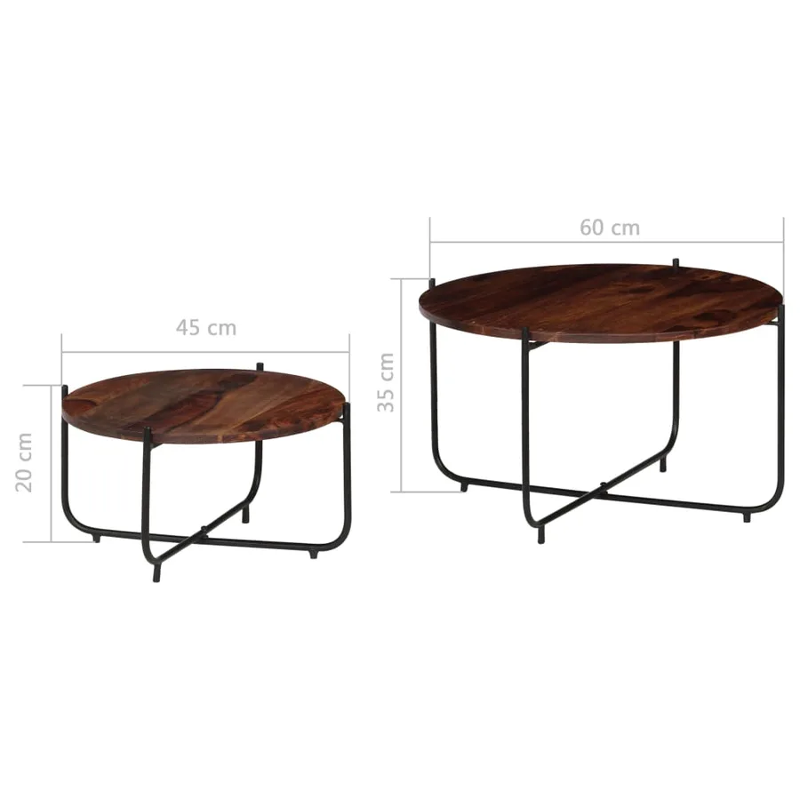 Ensemble de table basse 2 pcs Bois massif 60x35 cm - 9