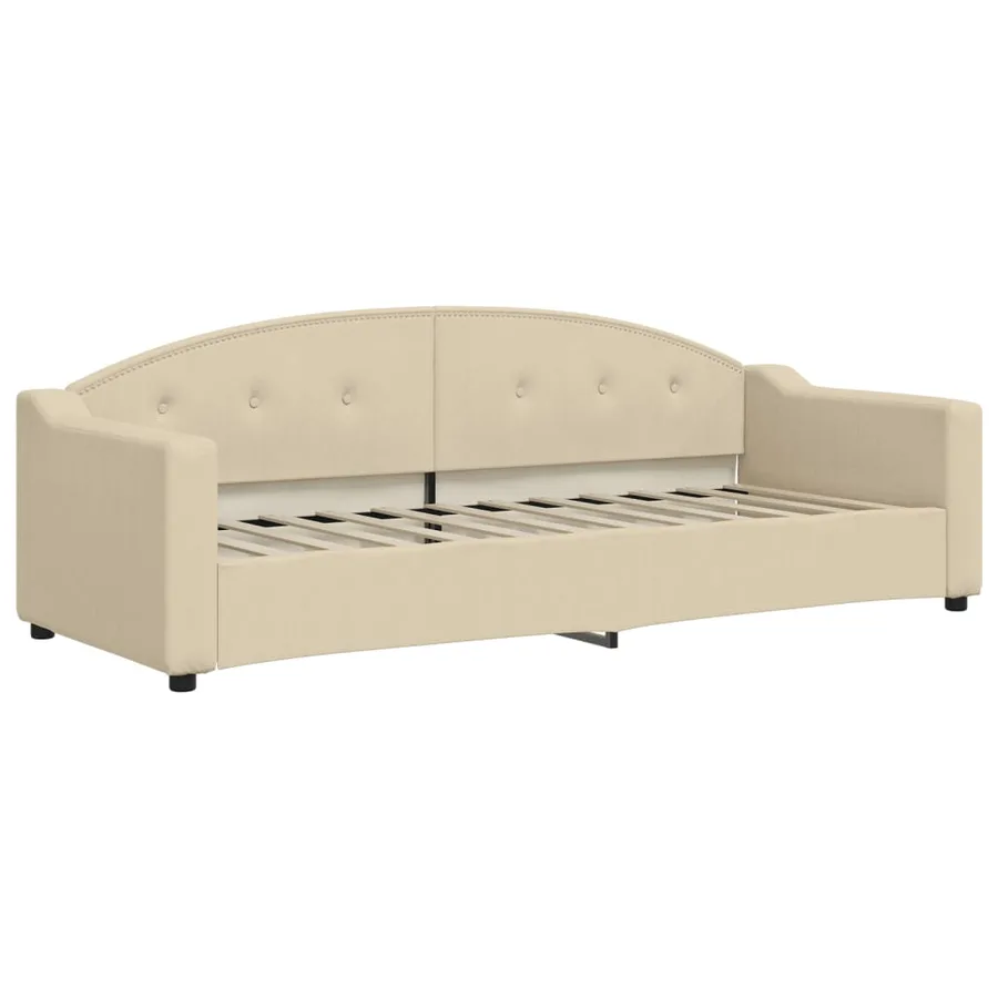 Lit de jour avec gigogne et matelas crème 80x200 cm tissu - 4