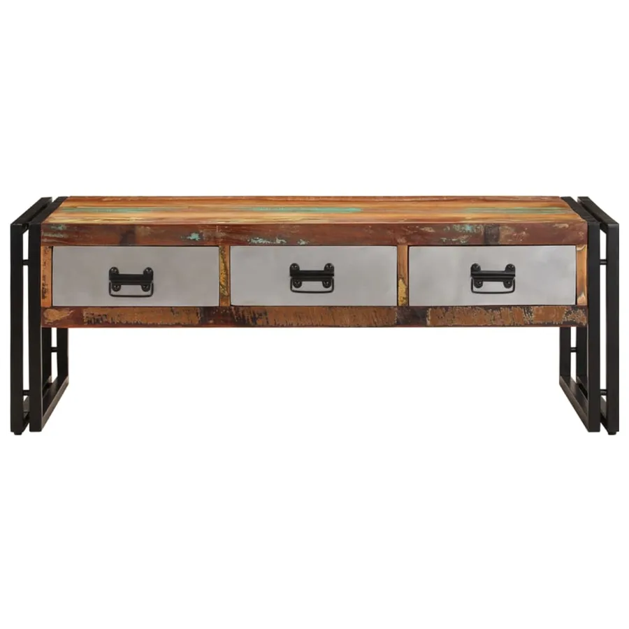 Table basse avec 3 tiroirs Bois de récupération 100x50x35 cm - 3