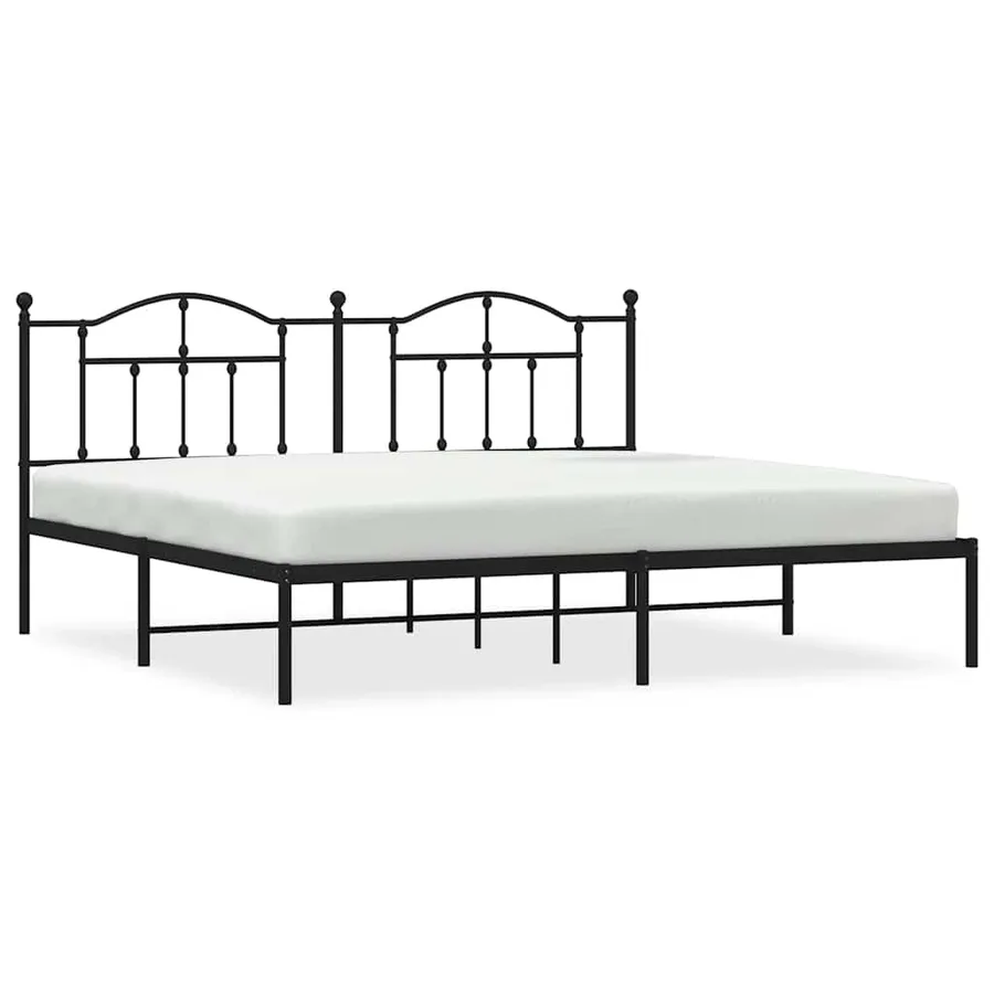 Cadre de lit métal sans matelas avec tête de lit noir 193x203cm - 2