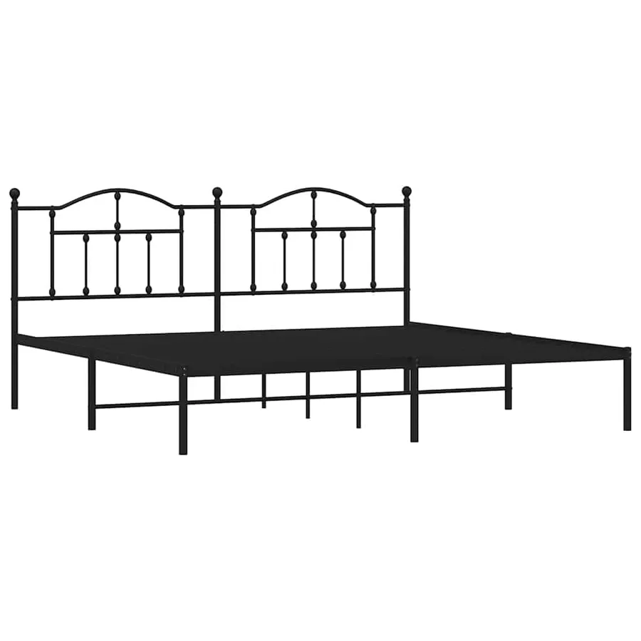 Cadre de lit métal sans matelas avec tête de lit noir 193x203cm - 3