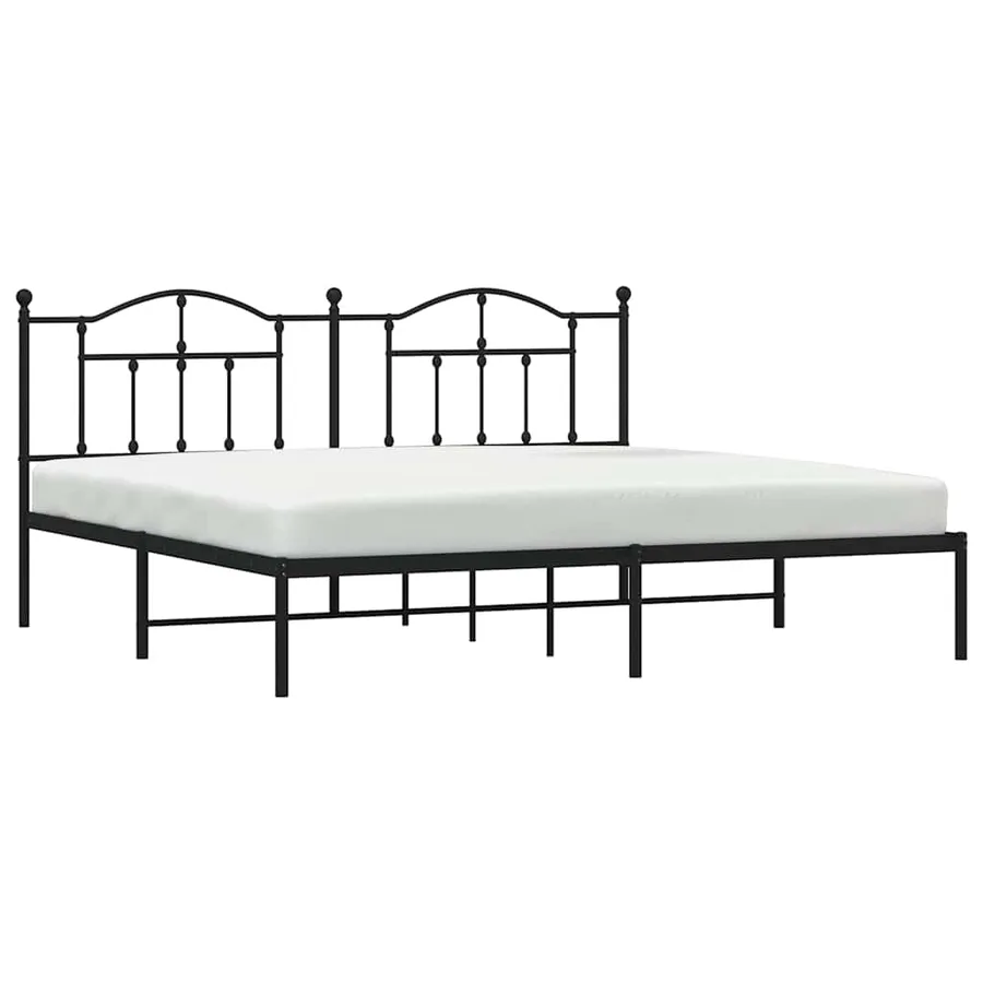 Cadre de lit métal sans matelas avec tête de lit noir 193x203cm - 5