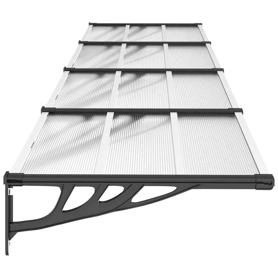 Auvent de porte Noir et transparent 396x90 cm Polycarbonate - 4