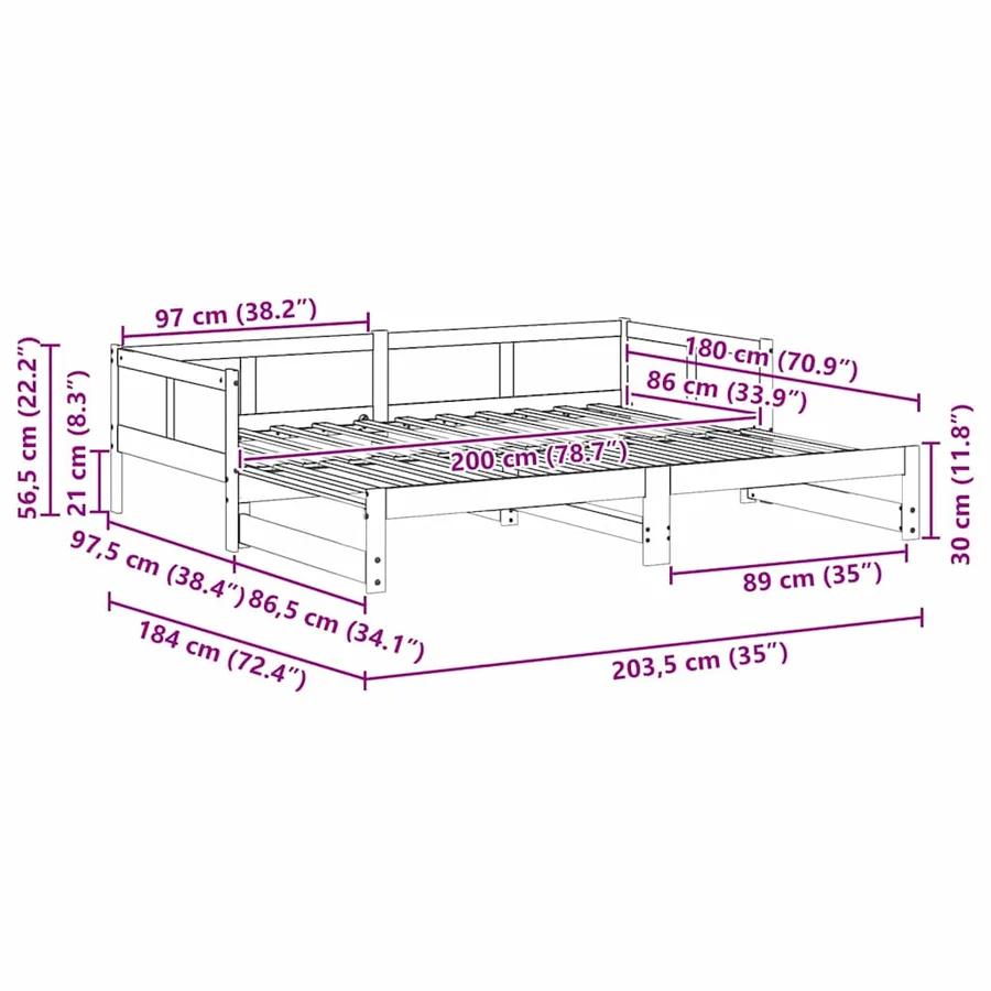 Lit Pull-out de Jour Blanc 203,5 x 184 x 56,5 cm - 13